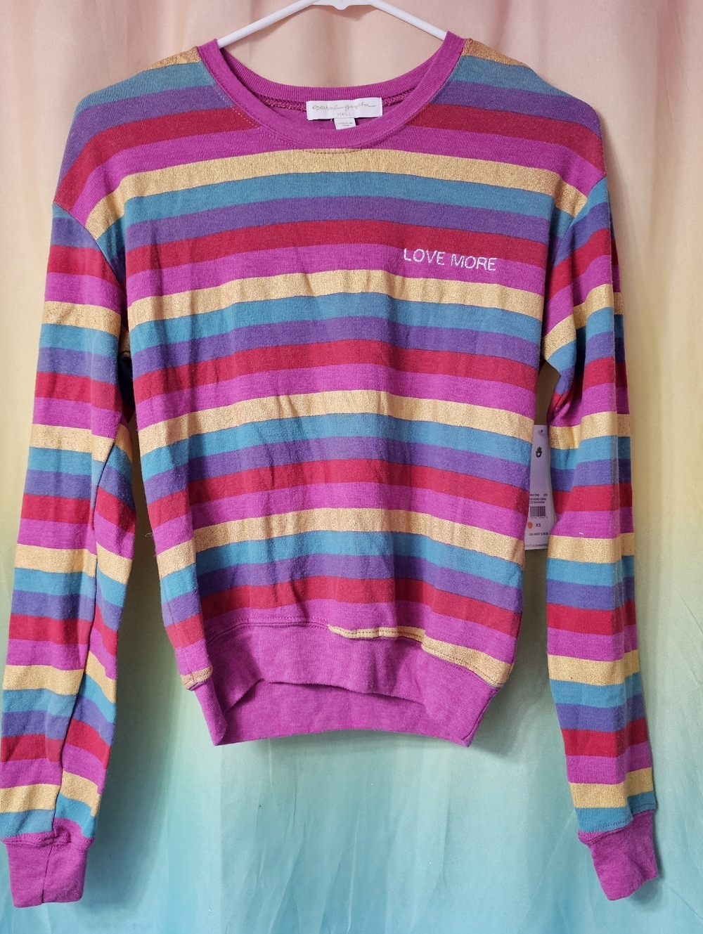 Spiritual Gangster Rainbow Stripe Love More Savasana Pullover - Picture 2 of 10